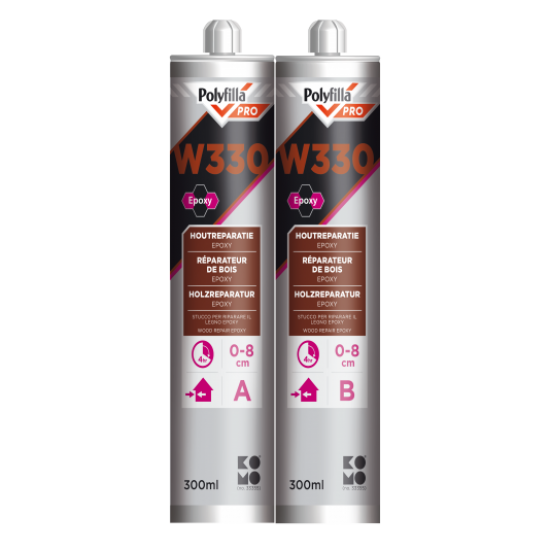 Polyfilla Pro W330 2K Grote Houtreparatie Epoxy Kit, plamuur en vulmiddel VerfPoint.nl
